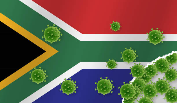 Flag of South Africa with outbreak virus Epidemic or Pandemic coronavirus, sars, mers, influenza... south africa covid stock illustrations