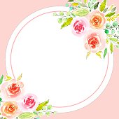 istock Floral banners, roses. Watercolor hand drawing illustration, isolated, white background, floral background 1315365949