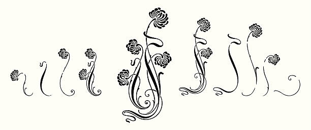 illustrazioni stock, clip art, cartoni animati e icone di tendenza di decorazione floreale (vettore - art nouveau