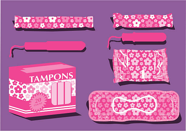 stockillustraties, clipart, cartoons en iconen met flowered feminine hygiene products - tampons