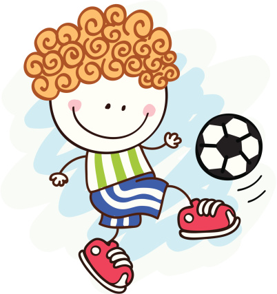 football,soccer player little boy cartoon illustration