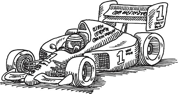 bildbanksillustrationer, clip art samt tecknat material och ikoner med formula one racecar drawing - indy 500