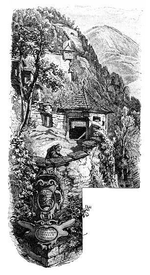 Illustration of a Fortifications on the Kapuzinerberg in Salzburg