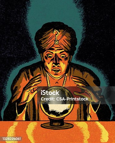 istock Fortune Teller Looking in a Crystal Ball 1328224061
