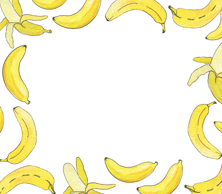 Frame Made Of Handdrawn Watercolor Bananas Stock Illustration ...