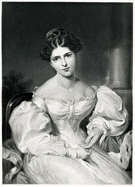 Frances Anne Kemble Engraving From 1873 Featuring The British Actress, Writer And Abolitionist, Frances Anne "Fanny" Kemble.  Kemble Lived From 1809 Until 1893. woman portrait stock illustrations