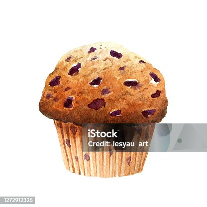 istock Fresh appetizing muffin with blueberry isolated on white background 1272912325