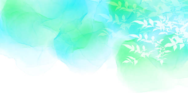 緑と空の新鮮な(ソフトイメージ)(水彩のタッチで背景) - 木漏れ日点のイラスト素材／クリップアート素材／マンガ素材／アイコン素材