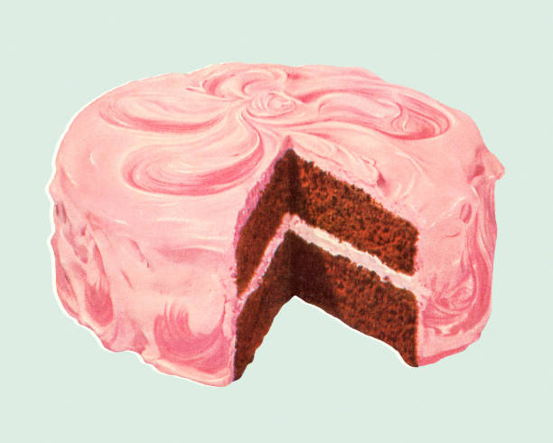 layer cake gefrostet - kuchen stock-grafiken, -clipart, -cartoons und -symbole