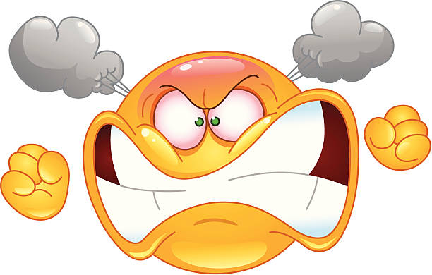 ilustraciones, imágenes clip art, dibujos animados e iconos de stock de furioso emoticono - angry face