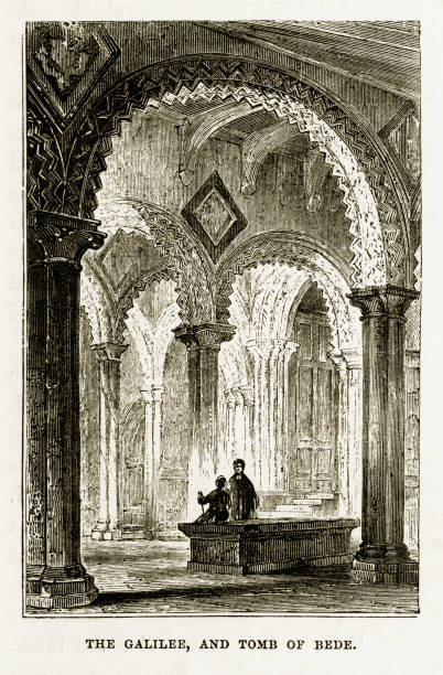 галилея и гробница айды, даремский собор в дареме, англия викторианская гравюра, 1840 - sunderland stock illustrations