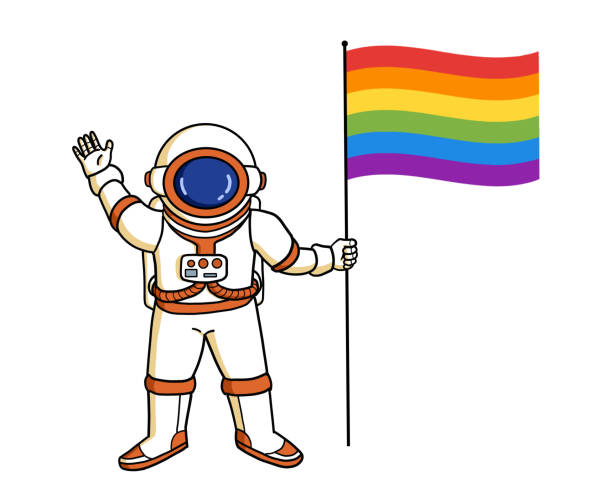 astronauta gay pride - progress pride flag stock illustrations