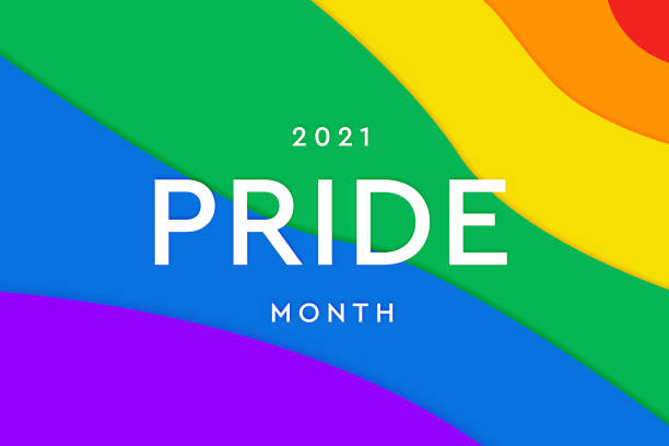 lgbtqi gay pride community. stolzer monat 2021. bunte regenbogenflagge - pride stock-grafiken, -clipart, -cartoons und -symbole