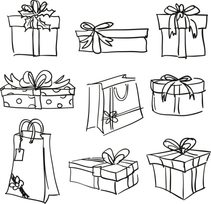 Gift boxes collection in black and white