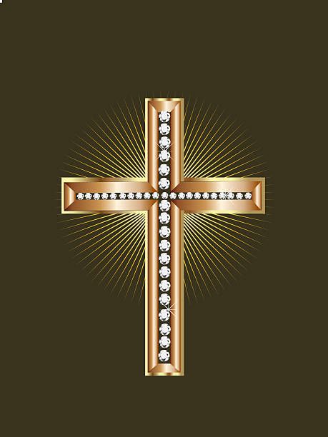 Gold Cross  drawing of the good friday stock illustrations