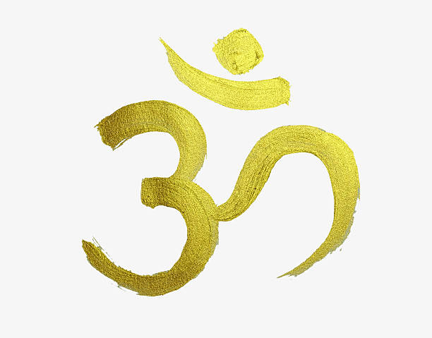 golden om symbol in hindu religion vector art illustration
