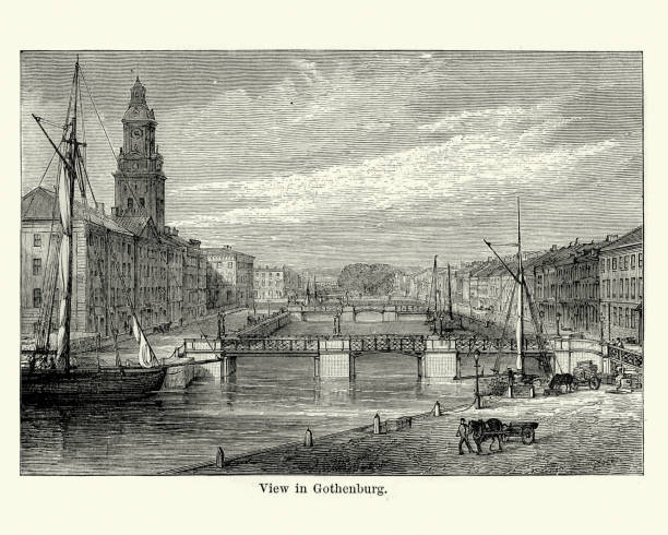 bildbanksillustrationer, clip art samt tecknat material och ikoner med göteborg, sverige, 1800-talet - göteborg city