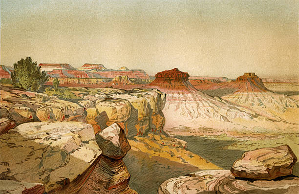 ilustraciones, imágenes clip art, dibujos animados e iconos de stock de grand canyon - landscape painting