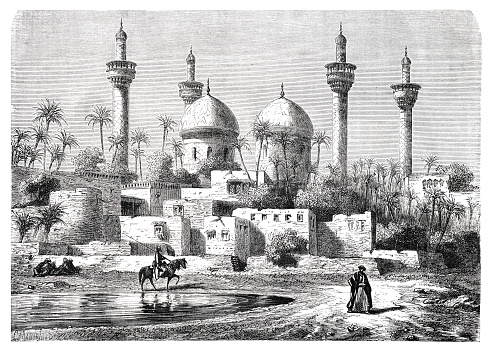 Marketplace with Grand Mosque Imam-Moussa in Baghdad
Original edition from my own archives
Source : Tour du monde 1861
Drawing : M.E. Flandin - C. Maurand
