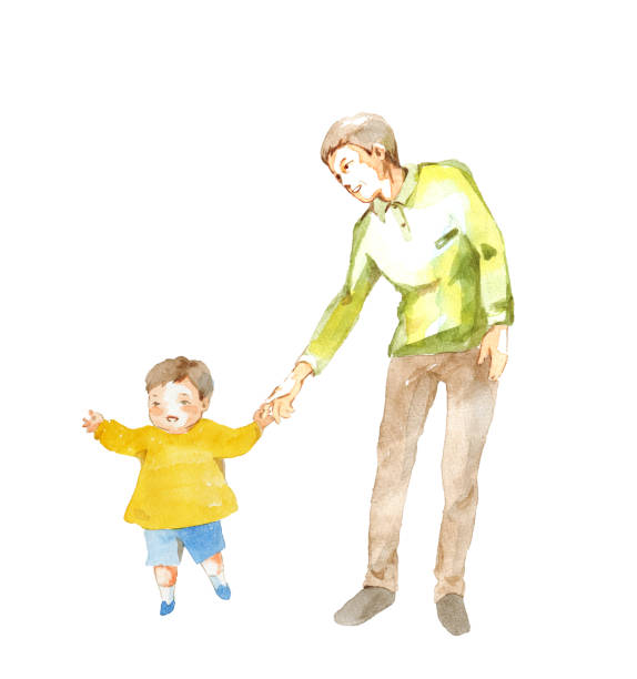 ilustrações de stock, clip art, desenhos animados e ícones de grandfather and child - grandparents vertical