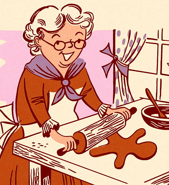 großmutter, ein lebkuchenmann - oma kocht stock-grafiken, -clipart, -cartoons und -symbole