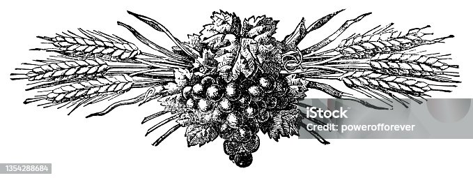 istock Grapes and Wheat Design - 19th Century 1354288684