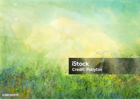 istock grassland, watercolor background 538030970