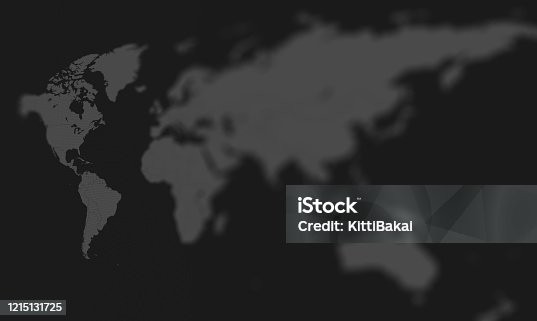 istock Gray world map with blur focuses on North and South Amercia, illustration 1215131725
