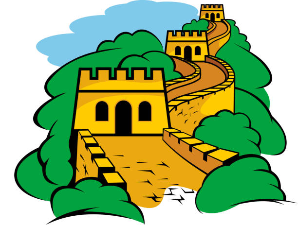 Great Wall in China Chinese Great Wall landscape for travel design badaling great wall stock illustrations