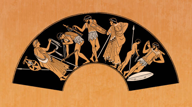 ilustrações, clipart, desenhos animados e ícones de vaso grego mostrando atletas ou ephebos na grécia olímpia - greek vase race