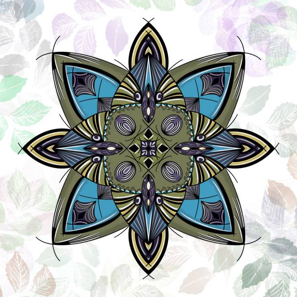 Green, blue and purple flower mandala illustration vector art illustration