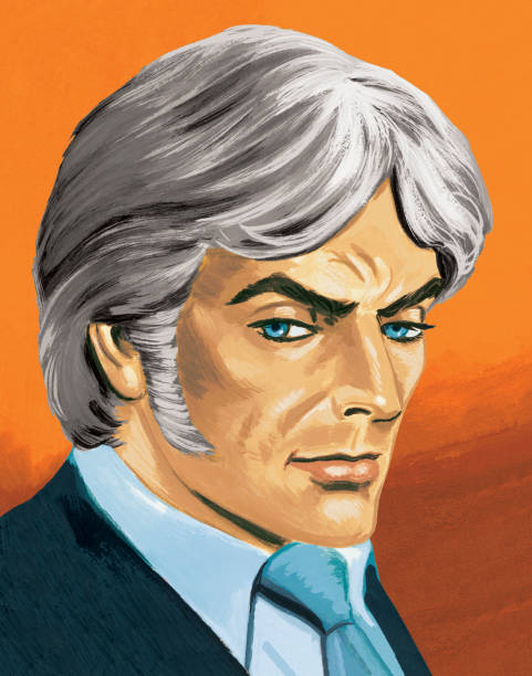 Grey-Haired Man Grey-Haired Man mutton chops stock illustrations
