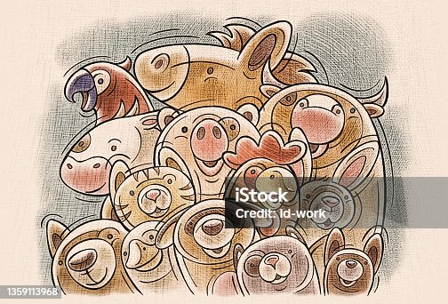 istock group of domestic animals gathering 1359113968