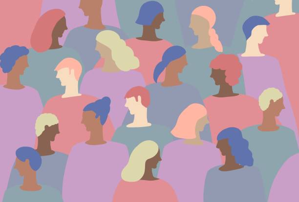 A group of funky colored people Beauty, group, people, pastel, not like a human skin colors, beauty, dyed hair, backgrounds, diversity positive body image stock illustrations