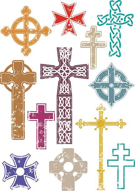 Grunge crosses A selection of crosses with grunge texture applied. maltese cross stock illustrations