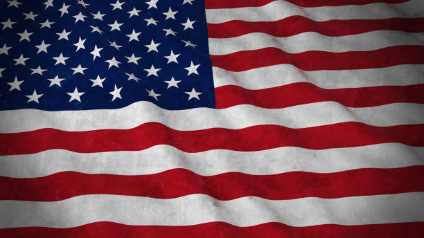 미국-더러운 미국 국기 3d 그림의 그런 지 국기 - 손 흔들기 stock illustrations