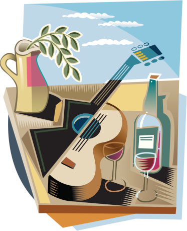 Guitar and wine