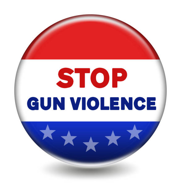 ilustraciones, imágenes clip art, dibujos animados e iconos de stock de stop gun violence - botón con origen americano - nra