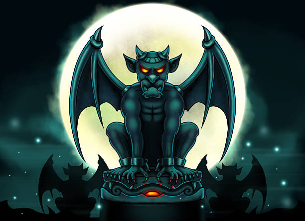 Halloween Gargoyle Illustration - Digital Painting vector art illustration