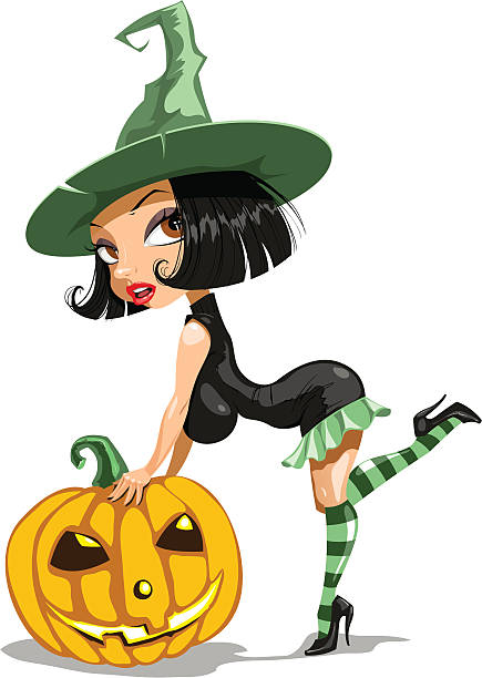 Happy Halloween Witch Cartoons Illustrations