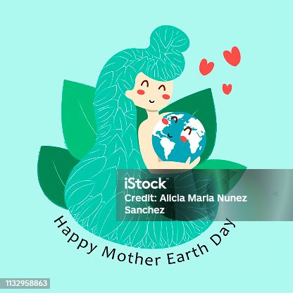 istock Hand drawn mother earth day 1132958863