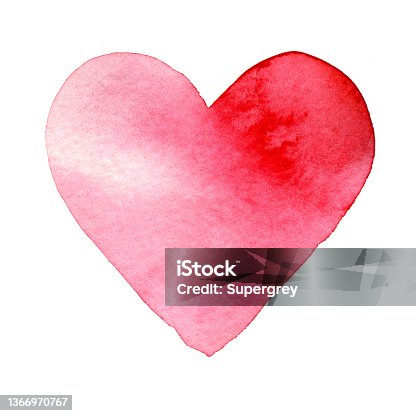 istock Hand-drawn painted cute pink heart. 1366970767