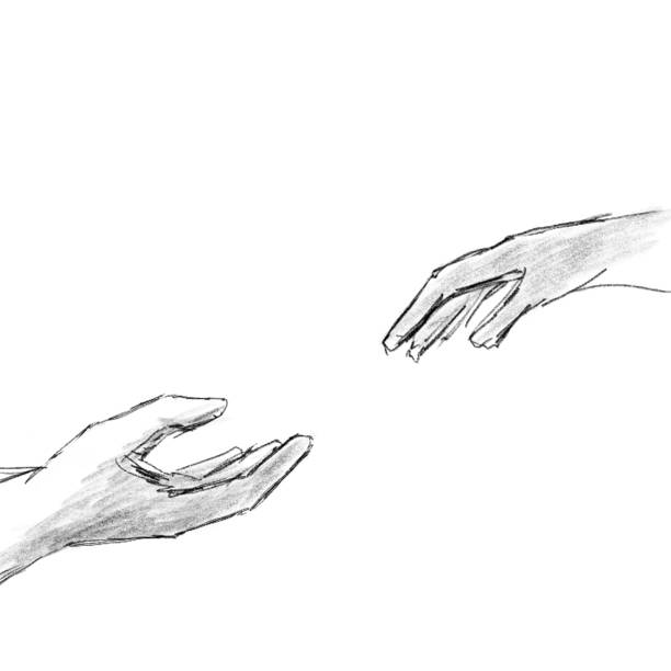 руки тянутся друг к другу, карандашный рисунок - reaching out hand cartoons stock...
