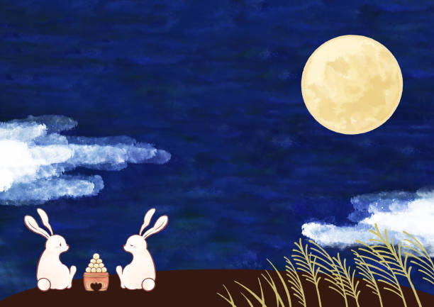 ilustrações de stock, clip art, desenhos animados e ícones de handwritten moon see illustration watercolor 15 nights full moon background material - supermoon