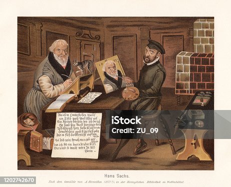 istock Hans Sachs painted (1576) by Andreas Herneisen, chromolithograph, published 1897 1202742670