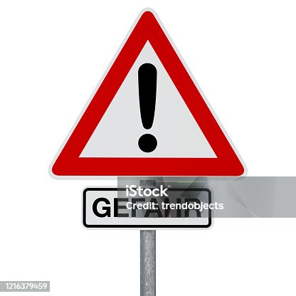 istock Hazard Warning Sign - GEFAHR - digitally generated image - clipping path included 1216379459