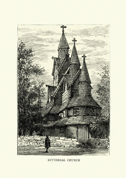 ilustrações de stock, clip art, desenhos animados e ícones de heddal stave church - feddal