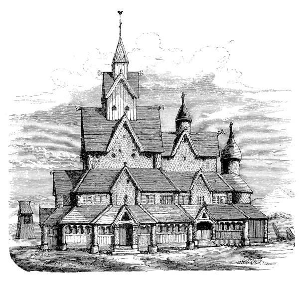 ilustrações de stock, clip art, desenhos animados e ícones de heddal stave church (built c.1240), norway - feddal