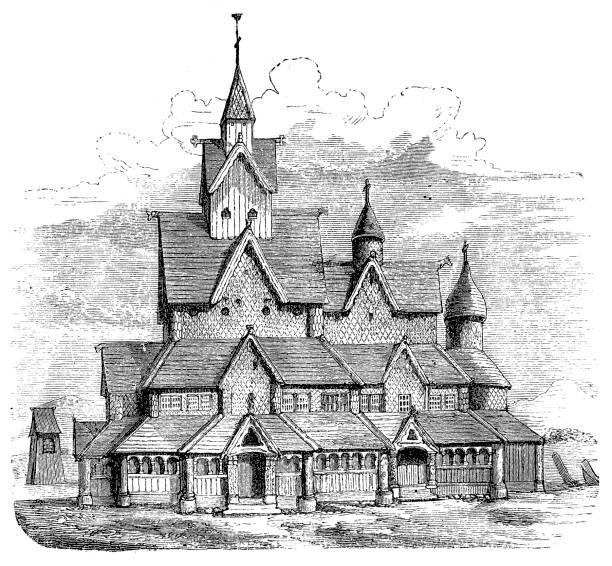 ilustrações de stock, clip art, desenhos animados e ícones de heddal stave church (built c.1240), norway - feddal