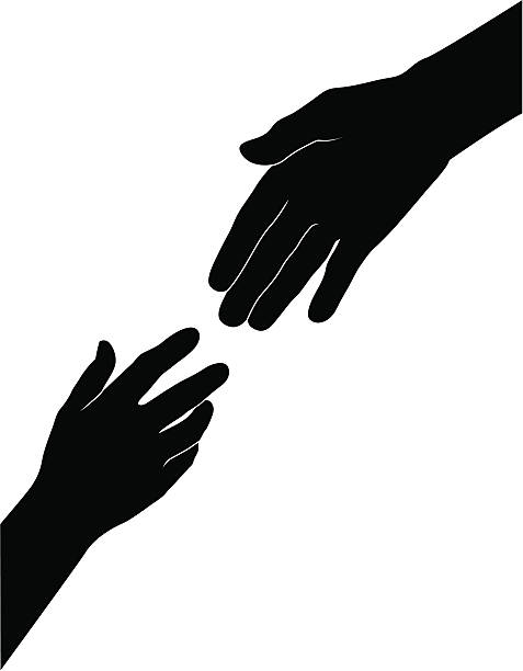 Helping hand "A helping hand, silhouette, easy color change." hand silhouettes stock illustrations